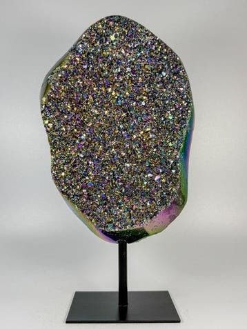 Rare Titanium Aura Agaat Geode op standaard Kristal -