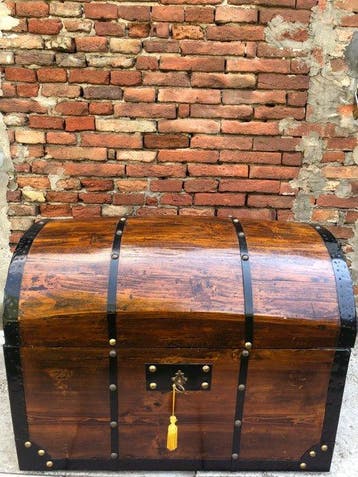 Porte-manteaux - Bois dur, Fer forgé - Malle de carrosse