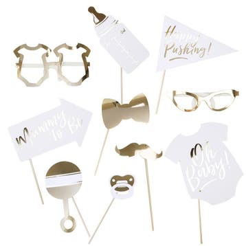 Photobooth Props Baby Shower 10st, Verzenden
