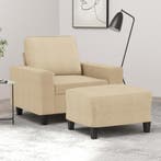 vidaXL Fauteuil met voetenbank 60 cm stof crèmekleurig, Verzenden, Nieuw