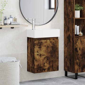 vidaXL Badkamermeubel met kraan Gerookt eiken 45,5 x 25,5 x, Verzenden, Nieuw