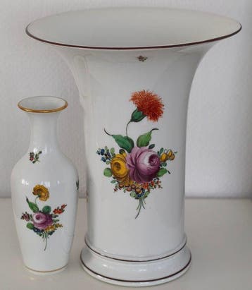 Nymphenburg - Vase (2) - Floral peint à la main - Paire, Antiquités & Art