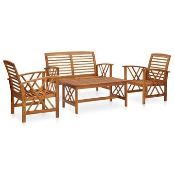 vidaXL 4-delige Loungeset massief acaciahout, Verzenden, Loungeset