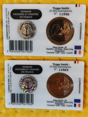 France. 2 Euro 2026 Marine Française (2 monete) (Sans prix