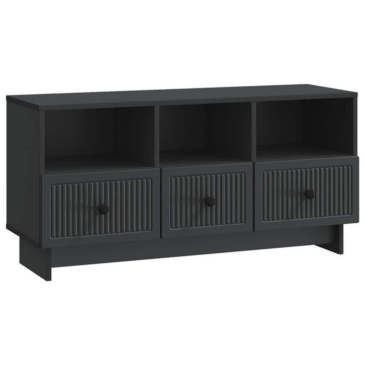 vidaXL TV Kast met lade Zwart 102 x 34,5 x 50 cm Bewerkt, Huis en Inrichting, Kasten |Televisiemeubels, Nieuw, Verzenden