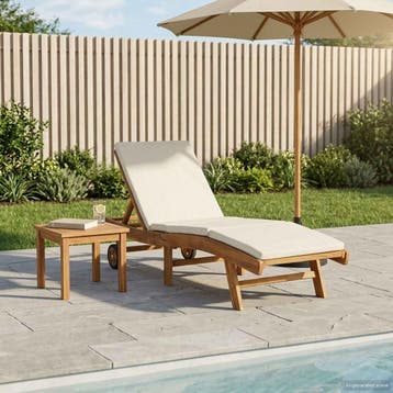 vidaXL Ligstoel Polyester Bruin en crèmekleurig, Tuin en Terras, Verzenden, Nieuw
