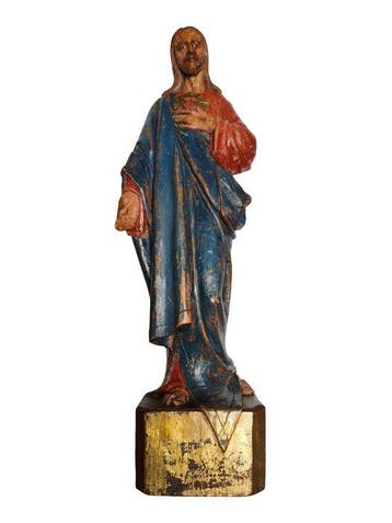 Beeldje - Sacro Cuore di Gesù - 36 cm - Polychroom hout