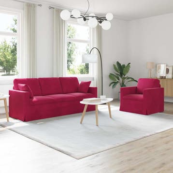 vidaXL bank / zetel 2 pcs Wijnrood 198 x 78 x 80 cm Fluweel, Verzenden, Nieuw