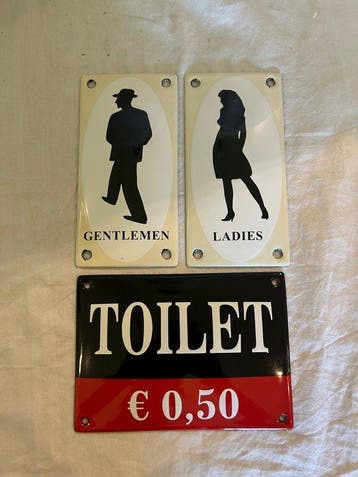 Enseigne en émail (3) - WC - Dames - Messieurs - Émail