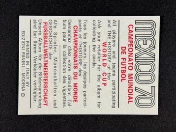 1970 Panini Mexico 70 World Cup, - Uruguay: team - 1 Card -, Nieuw