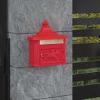 vidaXL Wandgemonteerde brievenbus met opslag Rood 40,5 x 16, Verzenden, Nieuw