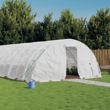vidaXL Tuinkas met stalen frame 90 m² 18x5x2,3 m wit, Verzenden