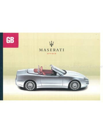 2001 MASERATI SPYDER INSTRUCTIEBOEKJE ENGELS, Autos : Divers