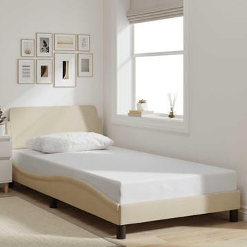 vidaXL Bedframe Dover 100x200 cm stof crèmekleurig, Verzenden