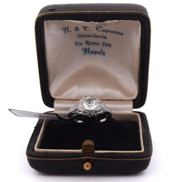 Sans prix de réserve - Bague de cocktail Platine - 1.25ct., Handtassen en Accessoires, Antieke sieraden
