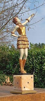 sculptuur, las vegas dame - 42 cm - brons marmer