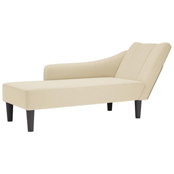 vidaXL Chaise longue met rechterarmleuning stof crèmekleurig, Huis en Inrichting, Zetels | Zetels en Chaises Longues, Nieuw, Verzenden