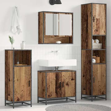 vidaXL Badkamermeubel Set 3 st Oud Hout Bewerkt hout, Verzenden, Nieuw