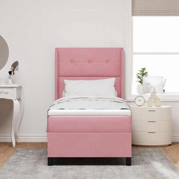 vidaXL Boxspring bed met hoofdeinde Roze 90 x 200 cm Fluweel, Verzenden