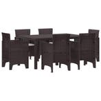 vidaXL Tuin Eettafel Set 7 pcs Bruin Polt riet, Verzenden, Nieuw