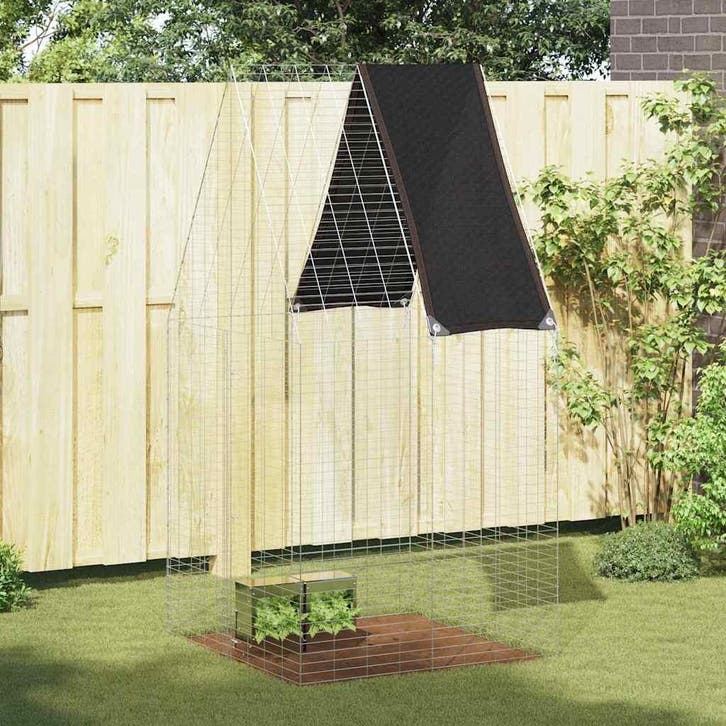vidaXL Konijnenkooi zilver 100 x 100 x 210 cm Gegalvaniseerd, Dieren en Toebehoren, Knaagdieren en Konijnen | Hokken en Kooien