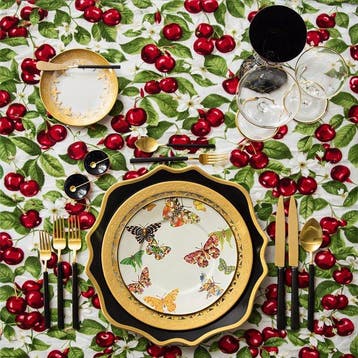 Nappe à motif cerises, grandes tables. 2,70 x 1,80 - Nappe -