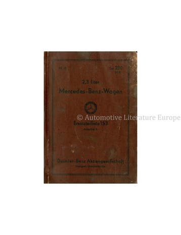 1939 MERCEDES BENZ 2.3 LITER TYPE 230 ONDERDELENHANDBOEK