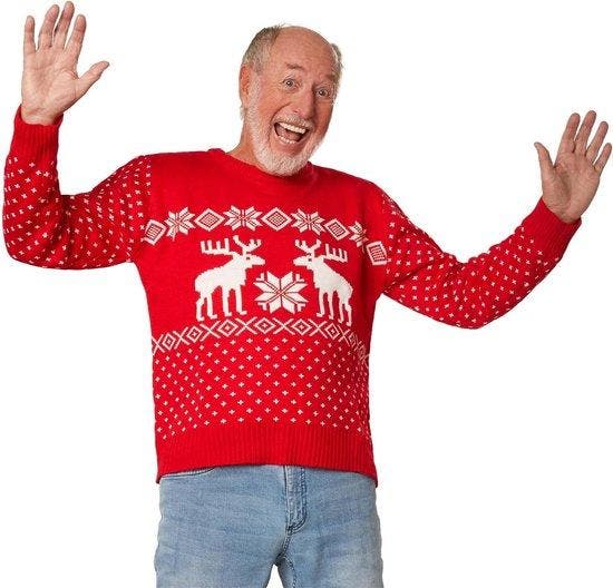 2dekans | Dressforfun Kersttrui sneeuwpret rood-wit M -, Divers, Noël, Enlèvement ou Envoi