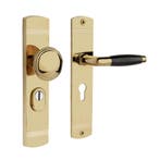 Retro buitendeurbeslag knop/klink PC55 in messing gelakt..., Ophalen of Verzenden, Klink of Kruk