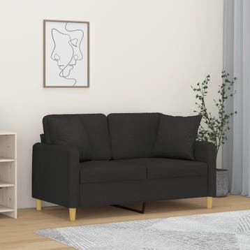 vidaXL Tweezitsbank met sierkussens 120 cm stof zwart, Verzenden, Nieuw
