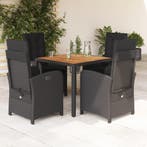 vidaXL 5-delige Tuinset met kussens poly rattan zwart, Verzenden, Nieuw, Tuinset
