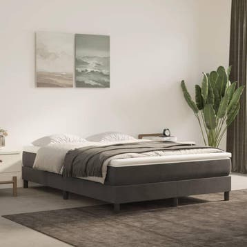 vidaXL Boxspring bed 140x200 cm fluweel donkergrijs, Verzenden