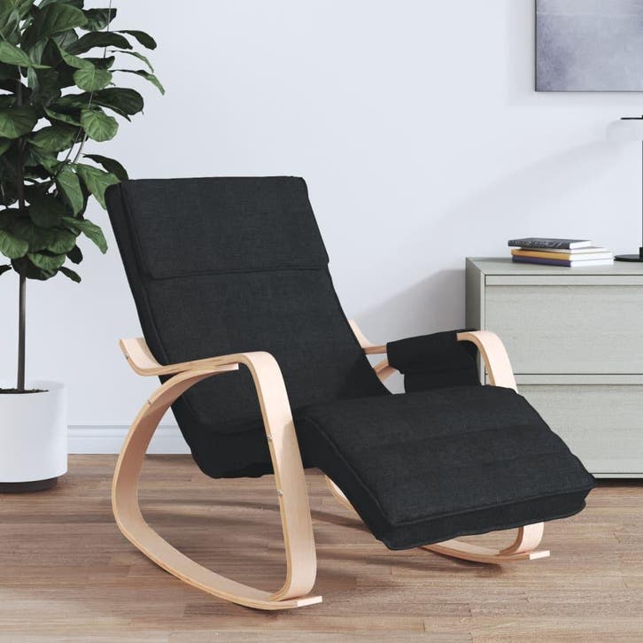 vidaXL Schommelstoel stof zwart, Huis en Inrichting, Stoelen, Nieuw, Verzenden