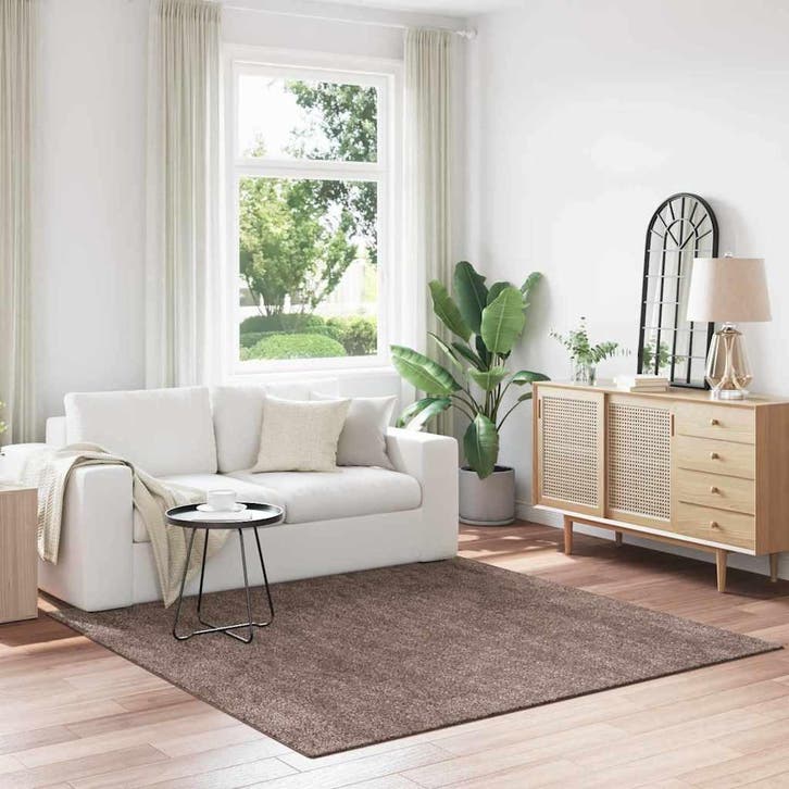 vidaXL Antislip Shaggy Tapijt Bruin 200 x 200 cm PP, Maison & Meubles, Ameublement | Tapis & Moquettes, Envoi