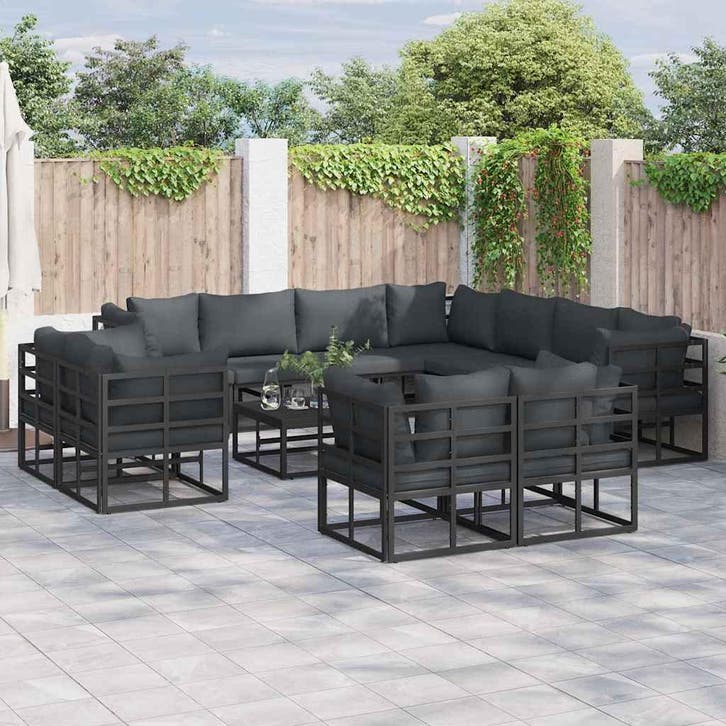 vidaXL Tuinbank Set 11 st Zwart Aluminium, Tuin en Terras, Tuinsets en Loungesets, Nieuw, Verzenden