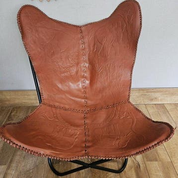 Chaise - Chaise papillon Butterfly (3107) - Cuir, Métal -