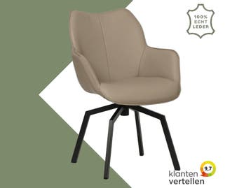Leren draaibare eetkamerstoel Magic - Spinpoot staal, 60 tot 90 cm, Nieuw, Leer, Ophalen of Verzenden