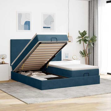 vidaXL Bed poef met matrassen en leds 200x200 cm fluweel, Verzenden