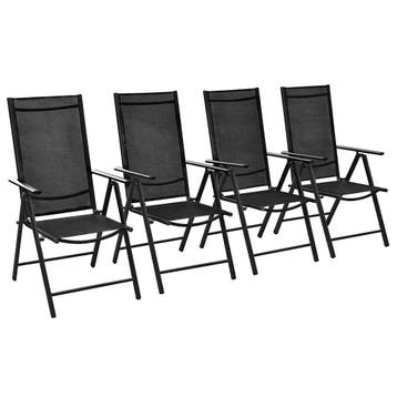 vidaXL Opklapbare stoelen, 4 stuks, aluminium en textiel,, Verzenden