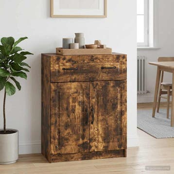 vidaXL Dressoir met lade Gerookt eiken 66 x 34,5 x 87 cm, Verzenden, Nieuw