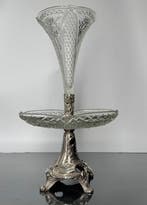 Epergne - Metaal, Glas - Diamantvormige etagère, Antiek en Kunst