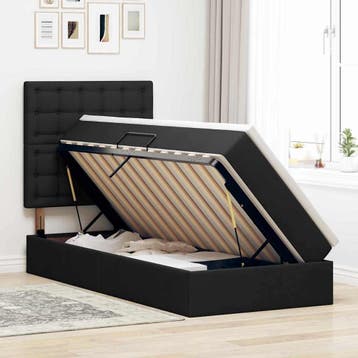 vidaXL LED opbergbed met matras Zwart 90 x 200 cm Stof, Verzenden