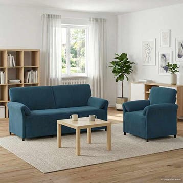 vidaXL bank / zetelstel 2 st Blauw Fluweel, Huis en Inrichting, Zetels | Zetels, Verzenden, Nieuw