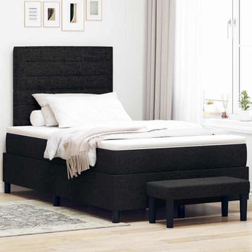 vidaXL Boxspring bed met hoofdeinde Zwart 120 x 200 cm Stof, Verzenden, Nieuw