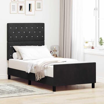 vidaXL Boxspring bed met hoofdeinde Zwart 90 x 190 cm, Huis en Inrichting, Verzenden, Nieuw