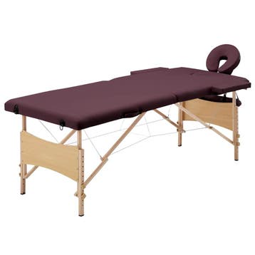 vidaXL Massagetafel inklapbaar 2 zones hout wijnpaars, Sport en Fitness, Verzenden, Nieuw
