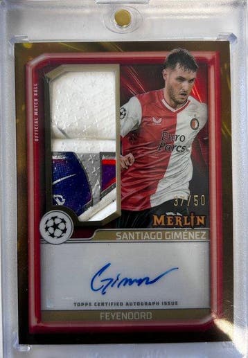 2023/24 Topps Merlin Santiago Giménez 37/50 Carte dédicacée,, Nieuw