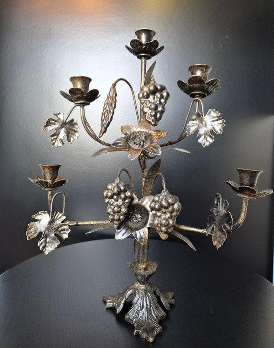 Kandelaber - Messing, Zinklegering - Zeldzaam - Oogstmotief, Antiquités & Art, Art | Art non-occidental