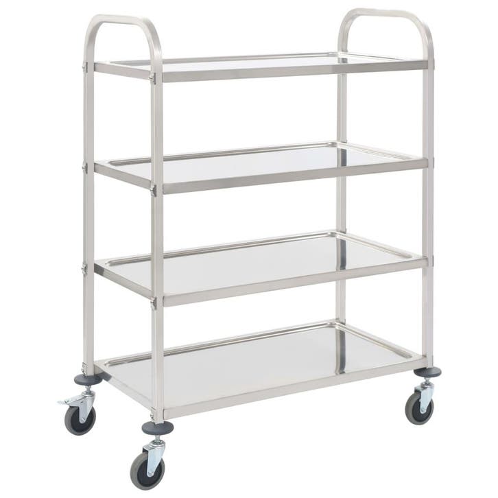vidaXL Keukentrolley 4-laags 107x55x125 cm roestvrij staal, Maison & Meubles, Cuisine | Ustensiles de cuisine, Envoi