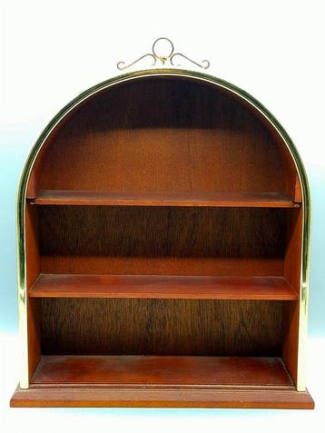 Elegantes Vintage Holz Wandregal Setzkasten Bogen Messing -, Antiek en Kunst